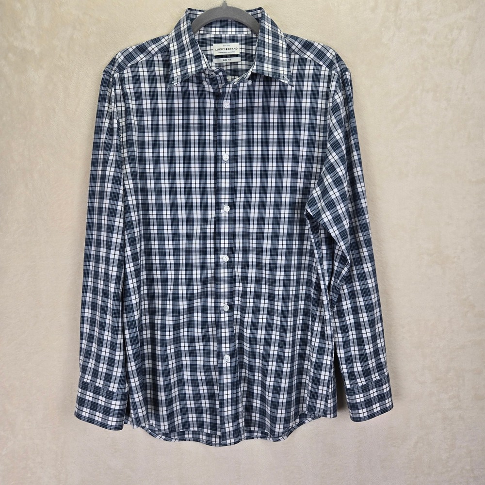 Lucky‎ Brand Slim Fit Plaid Button Down Long Sleeve Mens Shirt Medium Preppy
